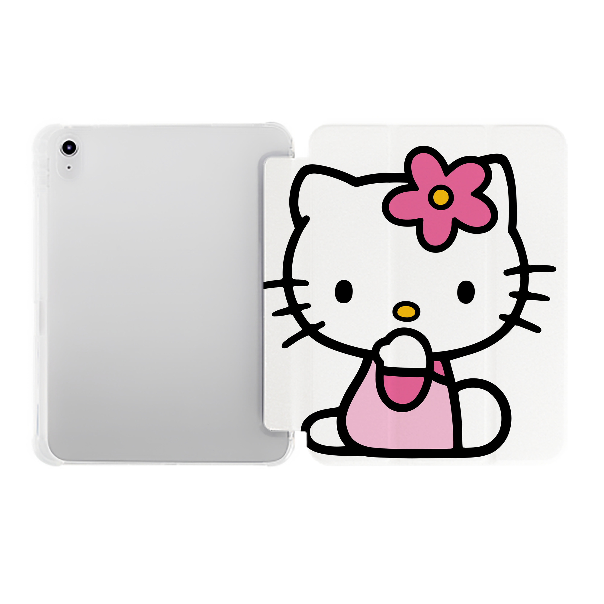 （画像用） Hello Kitty ハローキティ IPad ケース ペン収納付き 三つ折りスタンド PUレザー×シリコン 対応機種9.5/10.5/10.9インチ